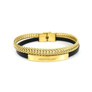 دستبند مردانه مونت بلانک طلایی با زنجیر فلزی طلایی