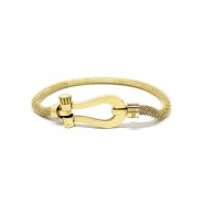 دستبند زنانه طلایی فرد با قفل و زنجیر طلایی